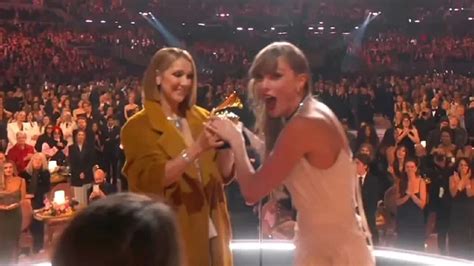 taylor swift snubs celine dion during grammy acceptance speech.|Celine Dion Grammy controversy.